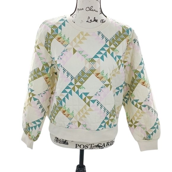 Universal Thread Retro Quilted Sweater Womens Grandma Quilt Pullover - Picture 5 of 10